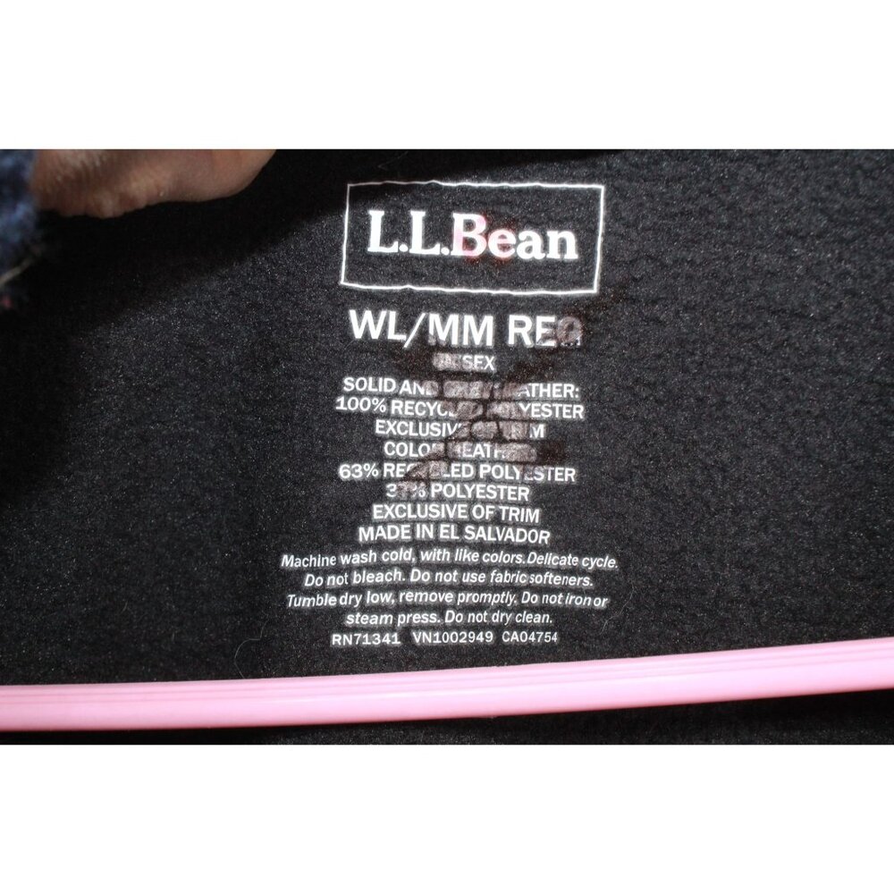 LL Bean Bean's Classic Fleece Pullover Sweater Black Blue Size Womens L Mens M - Picture 7 of 10